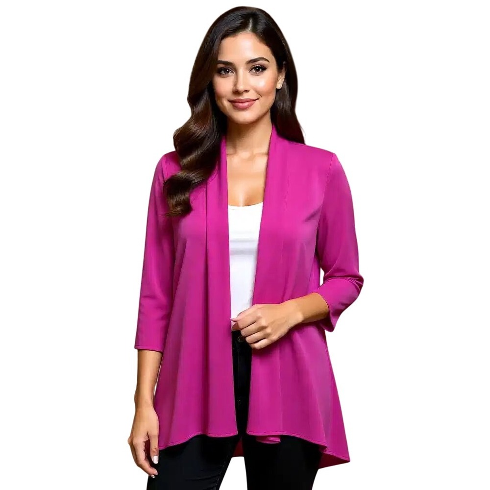 Caroline Rose $348 Pink Open Front 3/4 Sleeve Cardigan Jacket Size XS‎ NWT